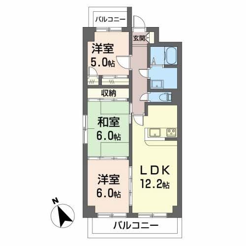 四日市市九の城町のマンションの間取り