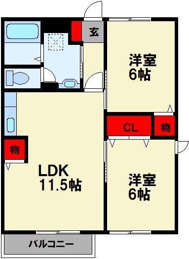 飯塚市潤野のアパートの間取り