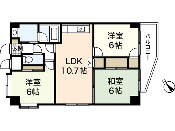 広島市東区牛田本町のマンションの間取り