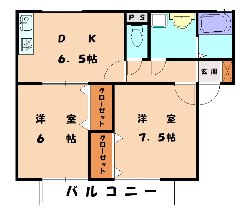 古賀市花見南のアパートの間取り