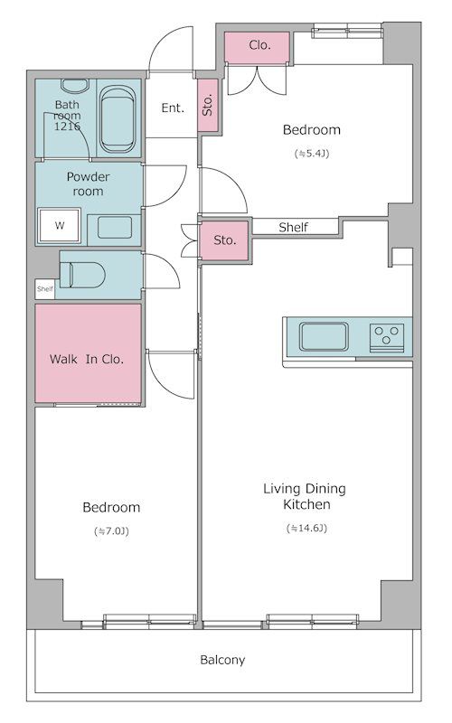 【港区芝浦のマンションの間取り】