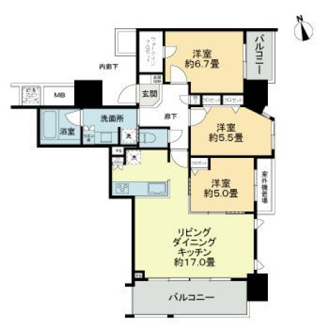 広島市中区国泰寺町のマンションの間取り