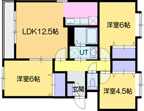 北広島市新富町西のマンションの間取り