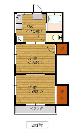 横浜市南区六ツ川のアパートの間取り