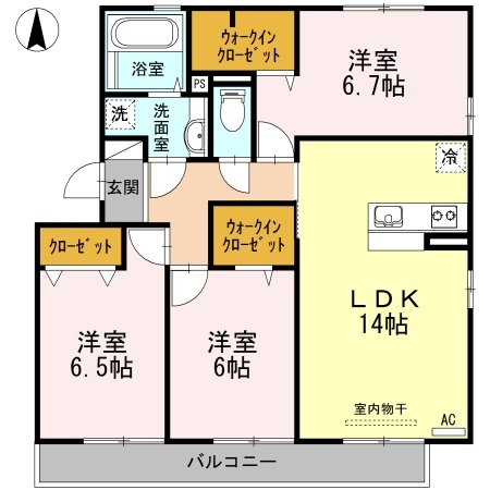 ウィルコート小郡給領町　A棟の間取り