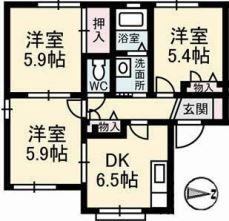 【倉敷市沖新町のアパートの間取り】