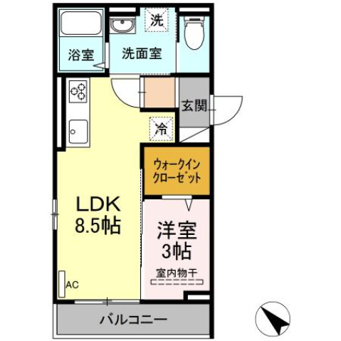 広島市安佐南区中筋のアパートの間取り