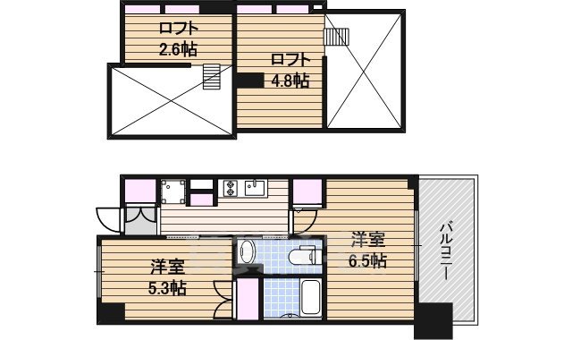 名古屋市西区那古野のマンションの間取り