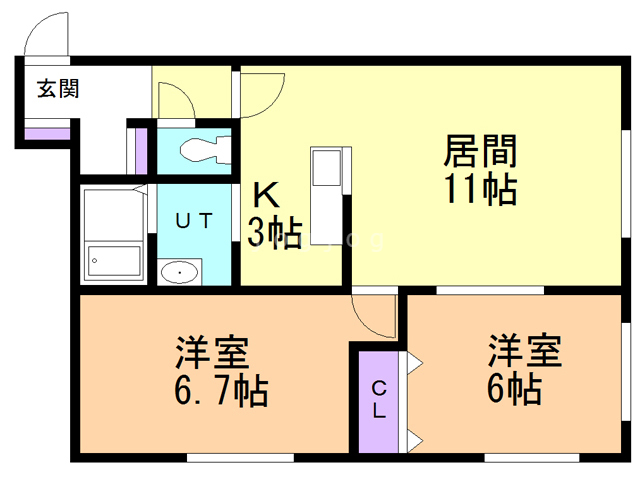 札幌市西区発寒七条のアパートの間取り