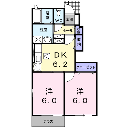 出水市高尾野町下水流のアパートの間取り