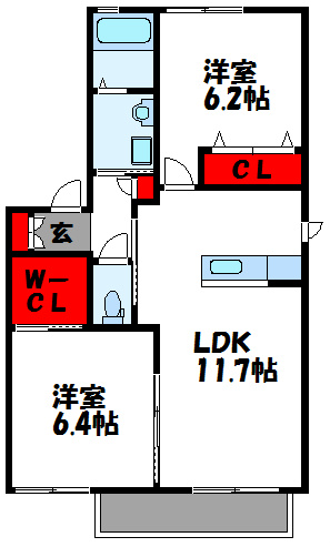 宗像市須恵のアパートの間取り