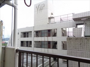 バルコニー　令和７年７月１日、ハトネット取付け済み。