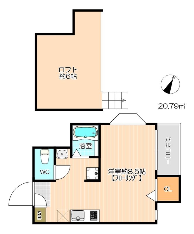 地下鉄空港線 赤坂駅 徒歩8分 2階建 築23年の間取り写真