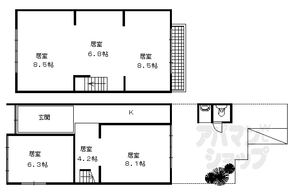 大将軍坂田町貸家3-1の間取り写真