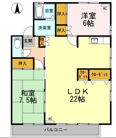 名古屋市緑区横吹町のアパートの間取り