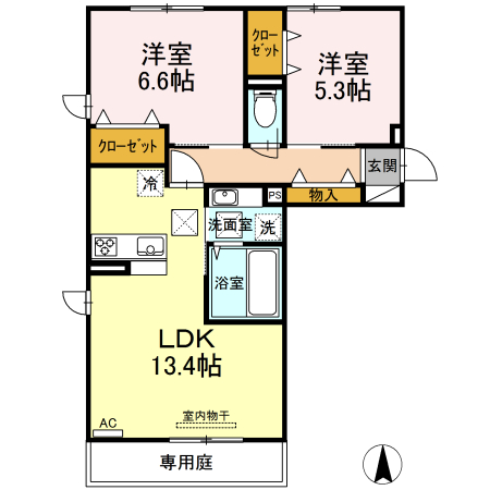 熊本市南区出仲間のアパートの間取り