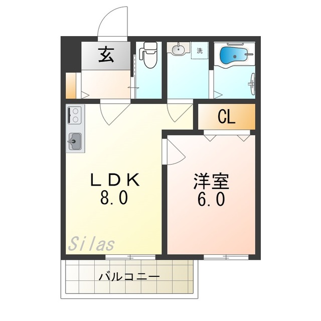 東大阪市東石切町のアパートの間取り