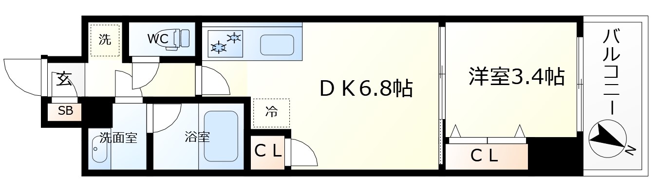 大阪市西区京町堀のマンションの間取り