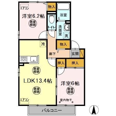 ひたちなか市大字中根のアパートの間取り