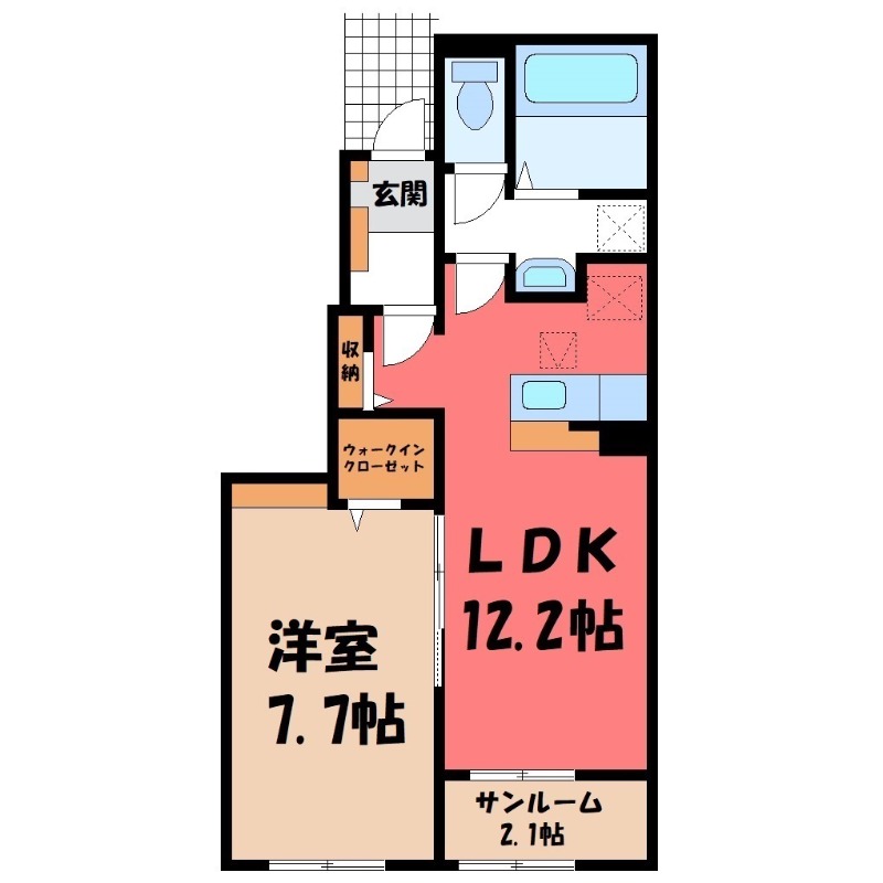 栃木市大平町富田のアパートの間取り