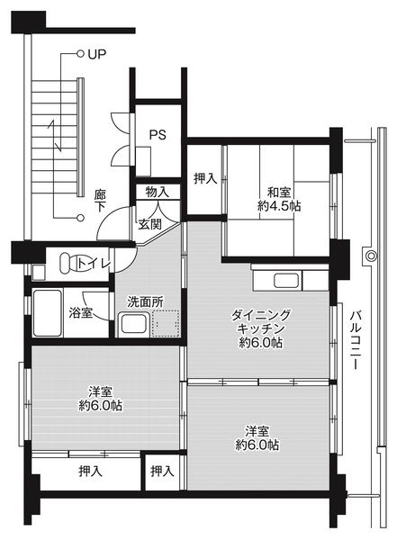 ビレッジハウス勝北1号棟の間取り