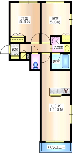 藤沢市辻堂神台のマンションの間取り