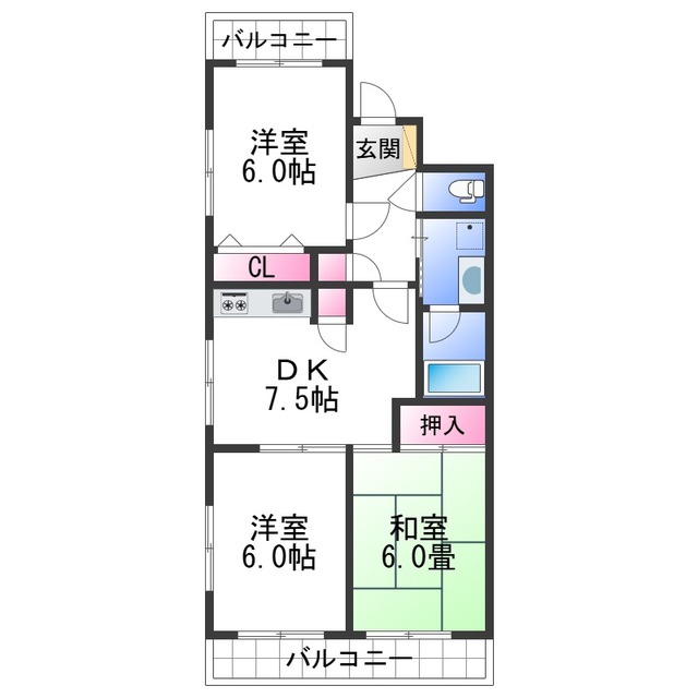 シャルマンフジ和歌山六番館の間取り