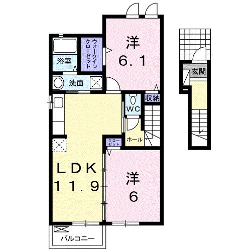 綾歌郡綾川町萱原のアパートの間取り