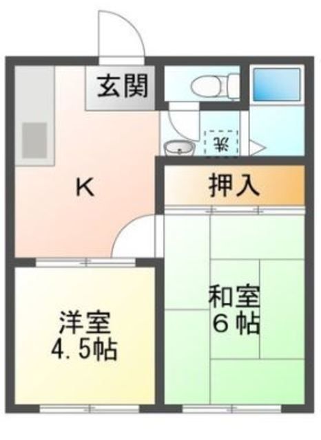 川越市むさし野のアパートの間取り