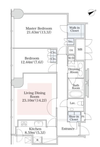 新宿区西新宿のマンションの間取り