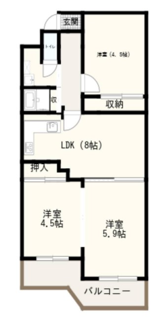 川崎市宮前区犬蔵のマンションの間取り