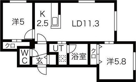 札幌市豊平区月寒東一条のマンションの間取り