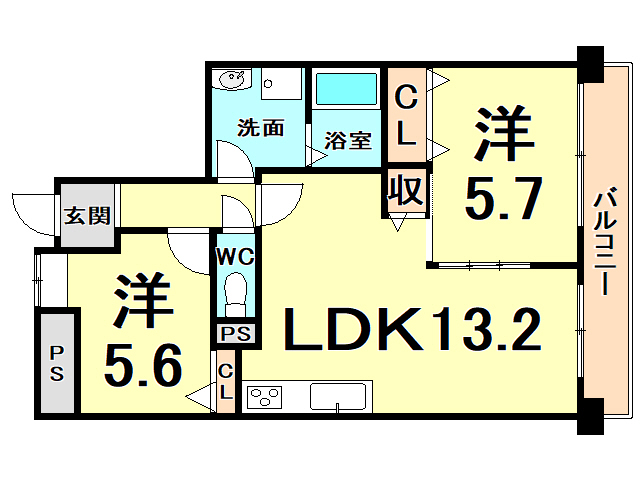 西宮市池開町のマンションの間取り