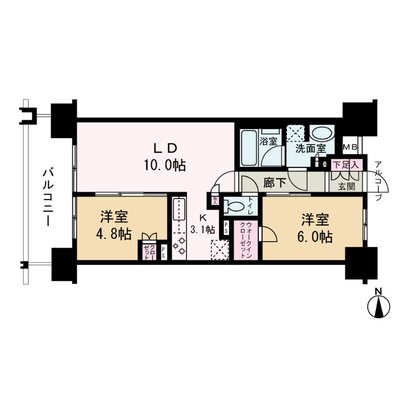 大阪市北区南森町のマンションの間取り