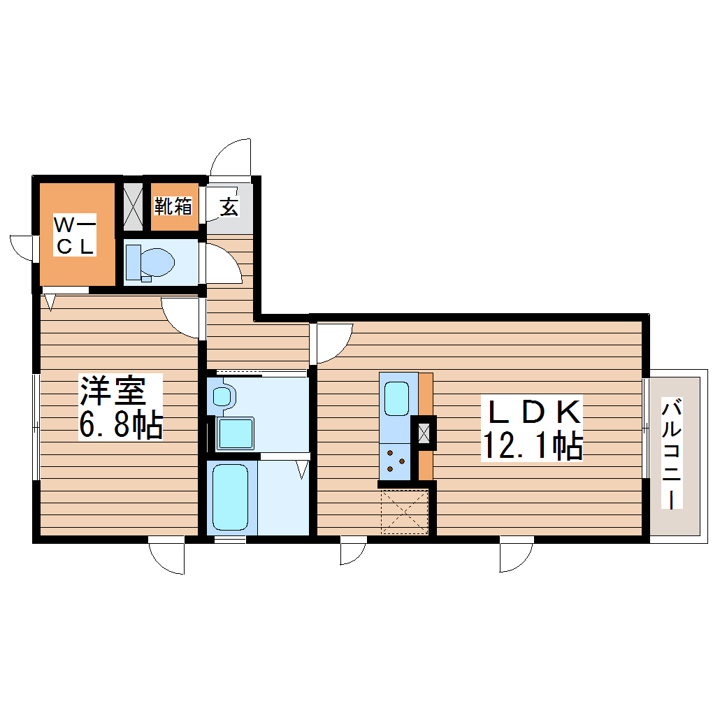 D-room八乙女Bの間取り