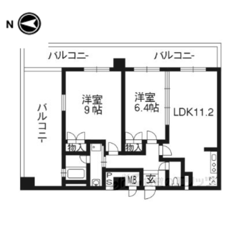 京都市山科区音羽役出町のマンションの間取り