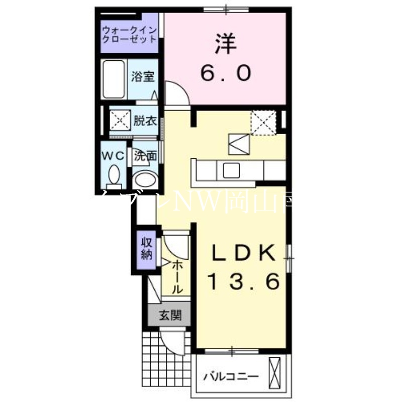 岡山市南区豊浜町のアパートの間取り