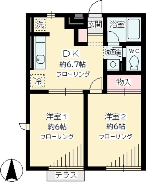 世田谷区梅丘のアパートの間取り