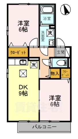 城陽市枇杷庄のアパートの間取り