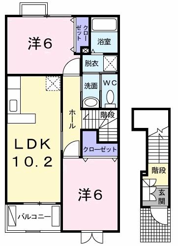 鳥取市賀露町西のアパートの間取り