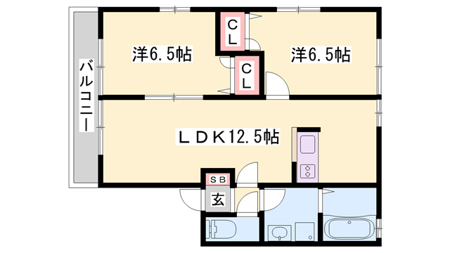 エコハイムＢ棟の間取り