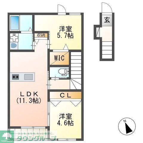 狭山市大字東三ツ木のアパートの間取り