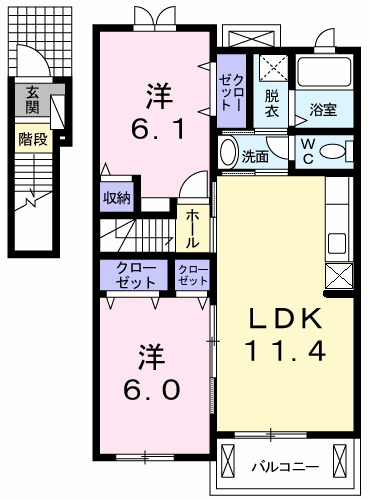 武蔵村山市三ツ木のアパートの間取り