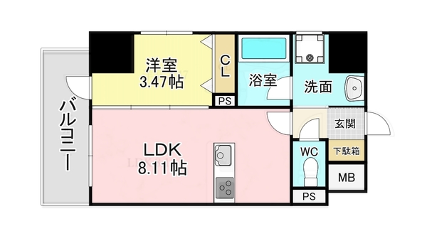 北九州市小倉北区魚町のマンションの間取り