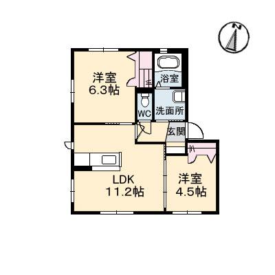 ＪＲ福塩線 横尾駅 徒歩11分 2階建 築19年の間取り写真