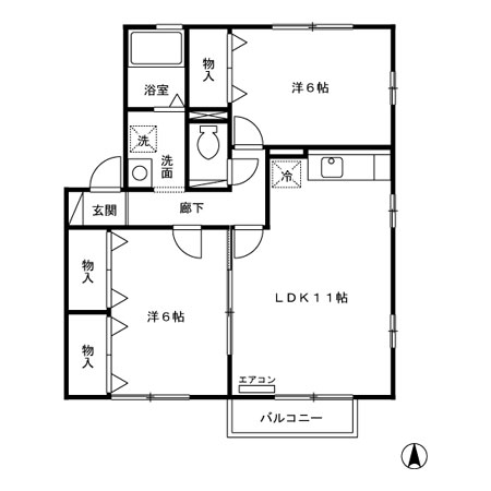 サンライフ八柳　ＣC棟の間取り