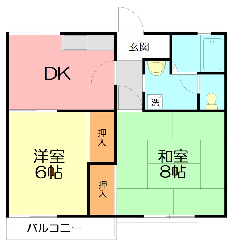 【小田原市南鴨宮のアパートの間取り】