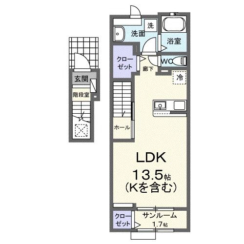 新居浜市下泉町のアパートの間取り