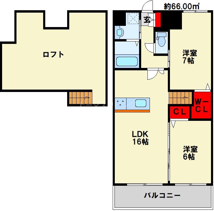 北九州市小倉北区金田のマンションの間取り