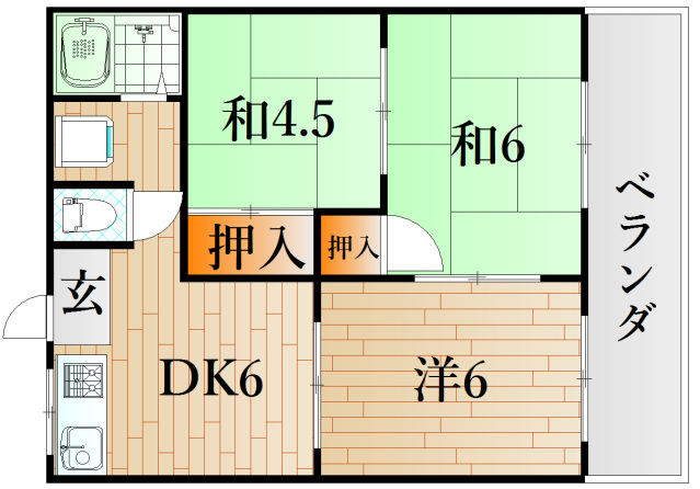 下関市彦島向井町のアパートの間取り